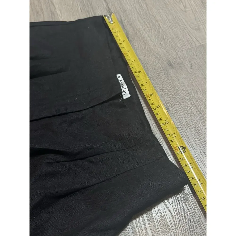 Reformation Black Wide Leg Linen Pants